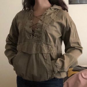 Tan Pullover with hoodie